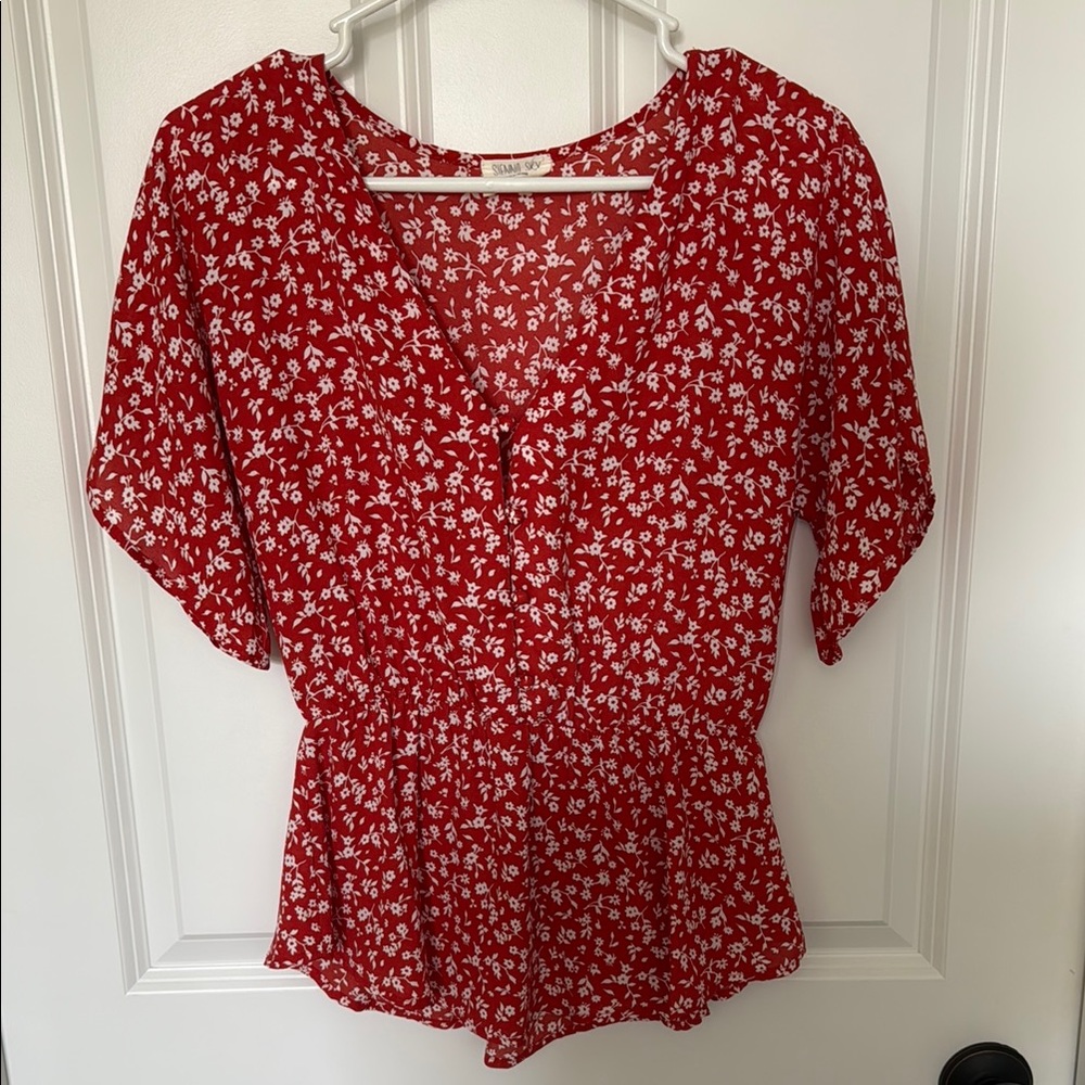 Floral Red Women's Top